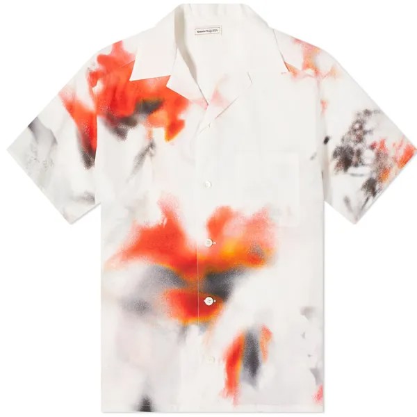 Рубашка Alexander Mcqueen Obscured Flower Vacation, белый/красный/мультиколор