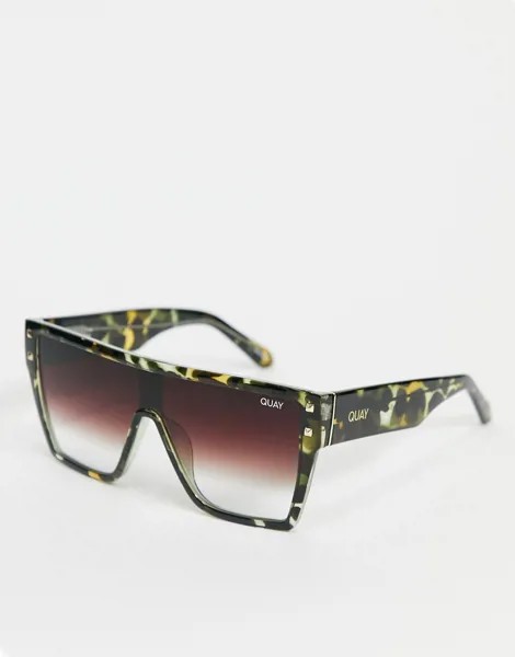 Женские солнцезащитные очки с разноцветной оправой с плоским верхом Quay Maxed Out-Черный цвет