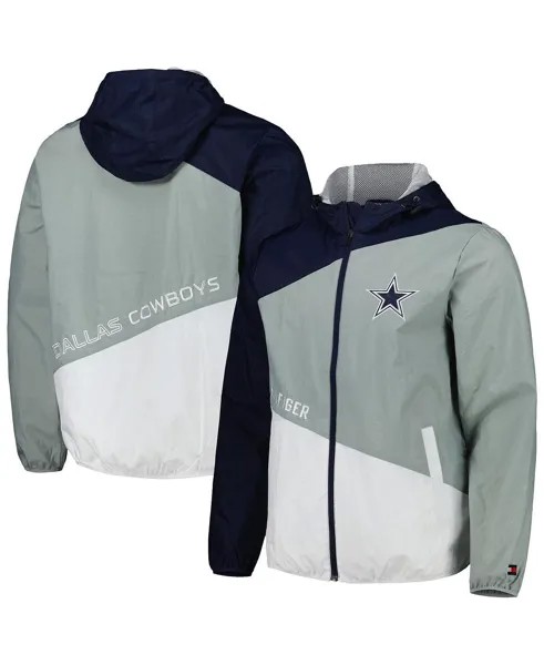 Мужская темно-синяя куртка Dallas Cowboys, белая куртка с молнией во всю длину Tommy Hilfiger