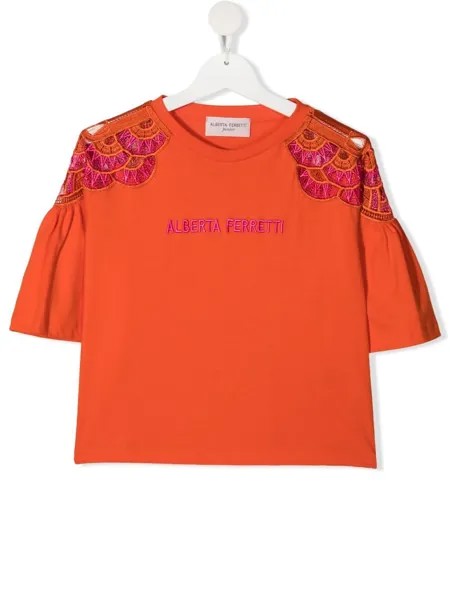 Alberta Ferretti Kids футболка с вышитым логотипом