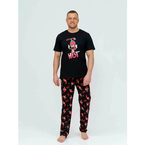 Пижама  ИСА-Текс, размер 56, черный, красный