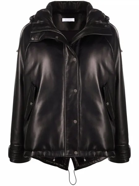 Liska hooded leather jacket