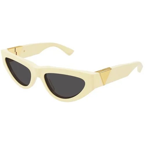 Солнцезащитные очки Bottega Veneta, кошачий глаз, оправа: пластик, для женщин, желтый