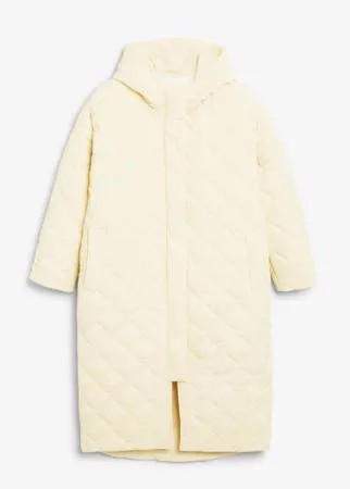 Beige long quilted coat
