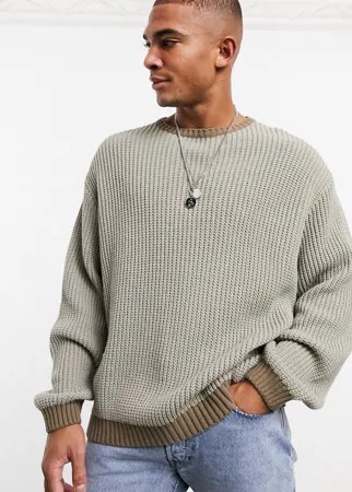 Бежевый свитер в стиле oversized с контрастной отделкой ASOS DESIGN-Коричневый цвет