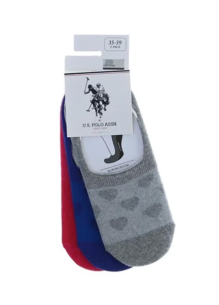 Женские носки серого меланжевого цвета из трех предметов U.S. Polo Assn.