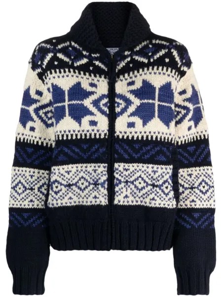 Polo Ralph Lauren кардиган вязки интарсия с узором, синий