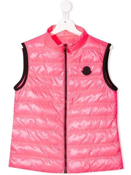 Moncler Enfant дутый жилет с нашивкой-логотипом