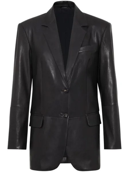 Brunello Cucinelli кожаная куртка, черный
