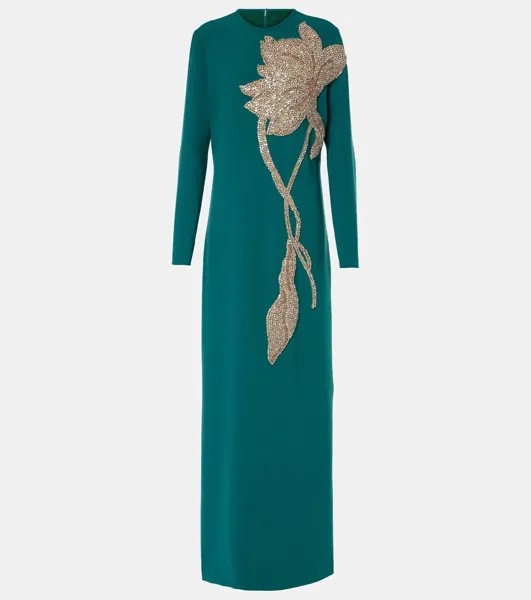 Платье из крепа с отделкой Elea Costarellos, цвет teal blue