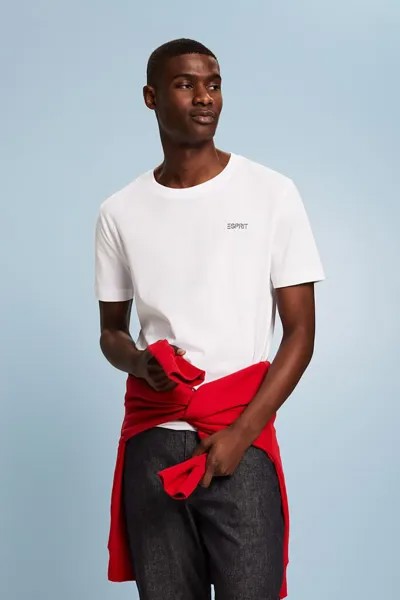 Узкая футболка с овальным вырезом Esprit, белый