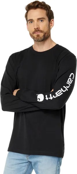 Футболка L/S с фирменным логотипом на рукавах Carhartt, черный