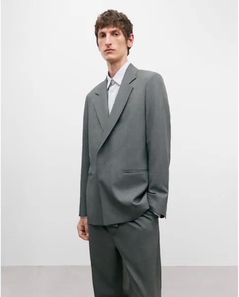 Однотонный мужской пиджак на одной пуговице серого меланжевого цвета Adolfo Dominguez, серый