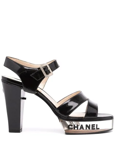 Chanel Pre-Owned босоножки на прозрачной платформе