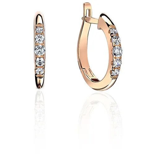 Серьги Эстет, красное золото, 585 проба, фианит, , золотистый
