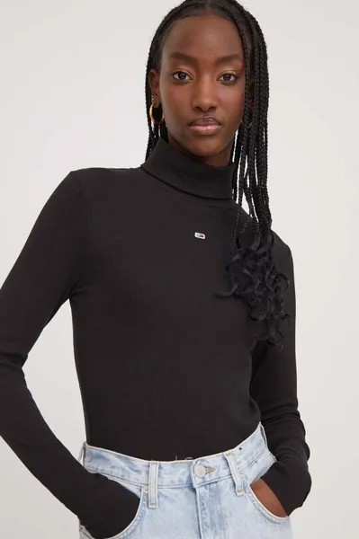 Лонгслив Tommy Jeans, черный