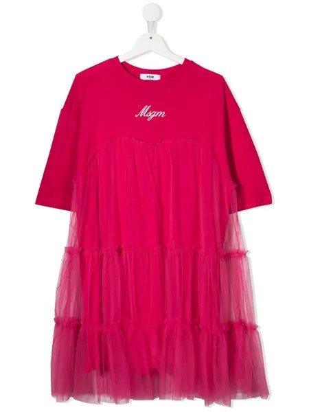 MSGM Kids платье-футболка с оборками и логотипом