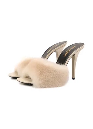 Мюли с отделкой из меха норки LA 16 Saint Laurent