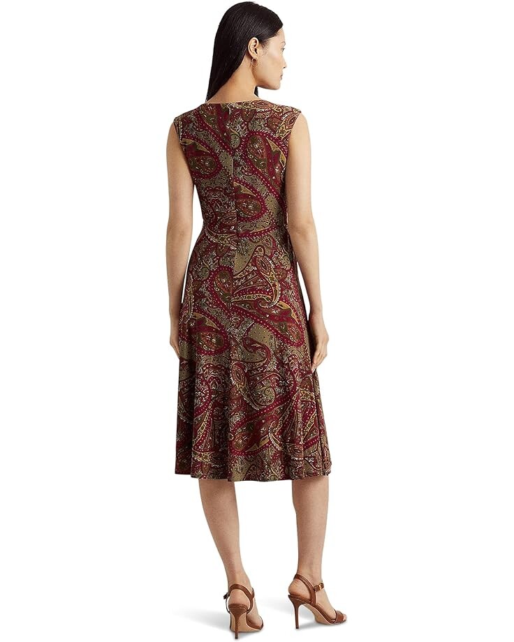 Платье LAUREN Ralph Lauren Paisley Twist-Front Jersey Dress, цвет Taupe Multi