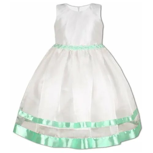 Платье радуга дети, нарядное, однотонное, размер 30/122, белый