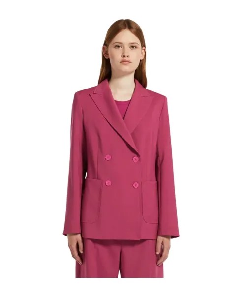 Двубортный шерстяной пиджак фуксии Max Mara Weekend, розовый