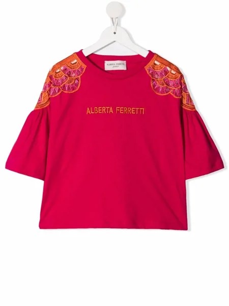 Alberta Ferretti Kids футболка с вышитым логотипом