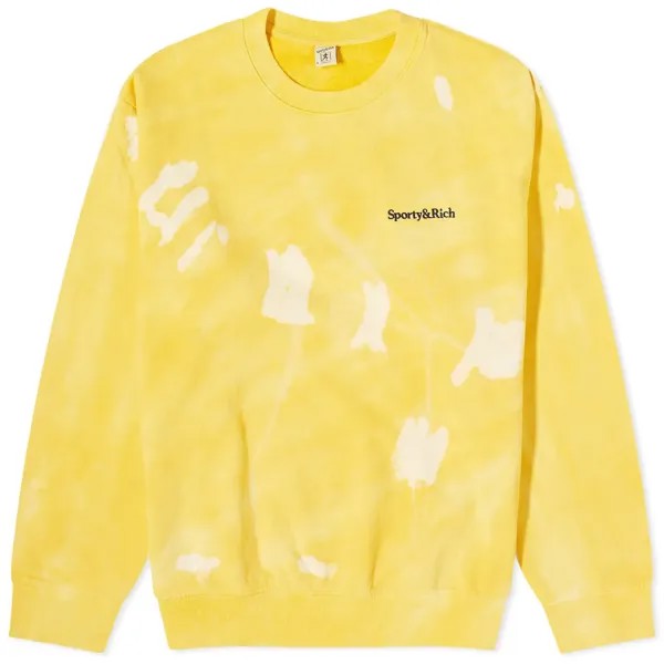 Свитшот Sporty & Rich Serif Logo Tie Dye Crew Unisex, желтый