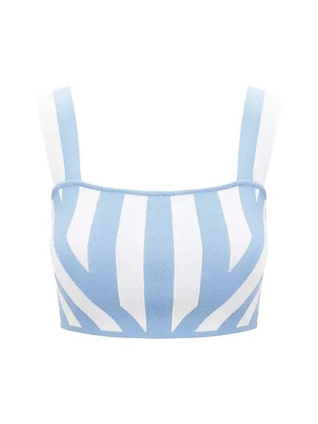 Укороченный топ в полоску Zola Staud, цвет blue seashore stripe