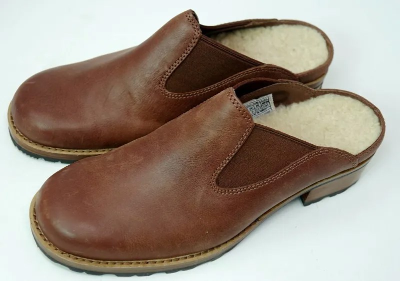 НОВЫЕ женские угги, размер 7,5, коньячно-коричневые туфли-сабо из натуральной кожи на меховой подкладке.