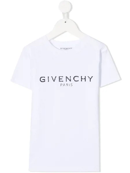 Givenchy Kids футболка с логотипом и эффектом потертости