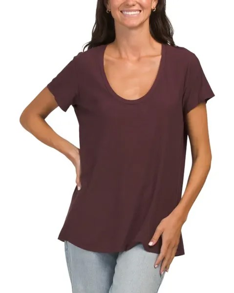Топ с короткими рукавами Slub James Perse, цвет Raisin