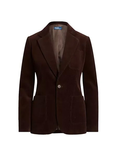 Вельветовый однобортный пиджак с широким поясом Polo Ralph Lauren, цвет dark beech
