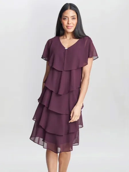 Многоярусное платье Gina Bacconi Bella Georgette, инжир