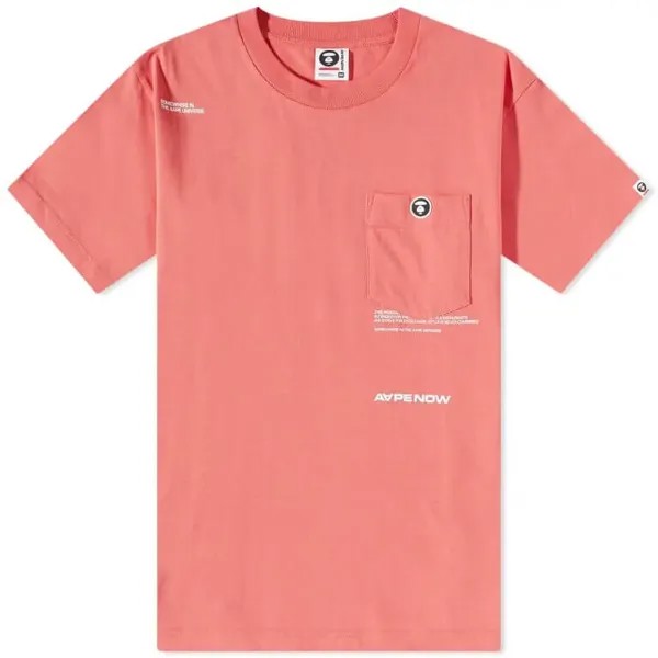 Футболка Aape Now Silicone Badge Pocket Tee, коралловый