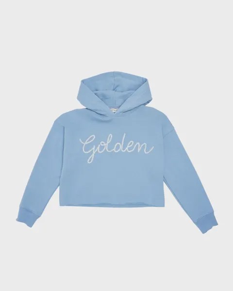 Укороченное худи с вышивкой Girl's Journey Golden Goose, цвет Windward Blue