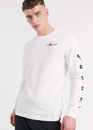 Белый лонгслив с логотипом Nike Jordan