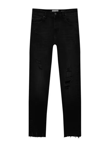 Зауженные джинсы Pull&Bear, черный