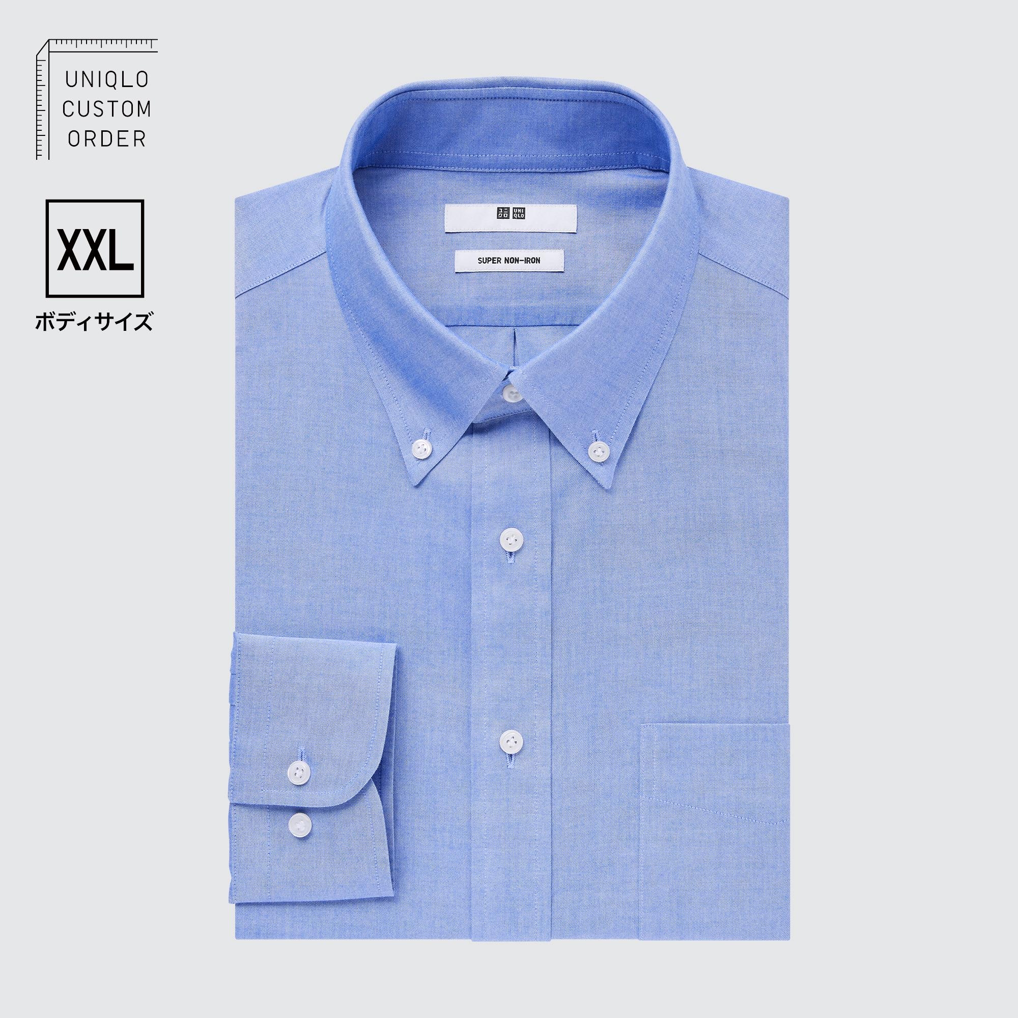 Рубашка UNIQLO Non-iron приталенного кроя с воротником на пуговицах XXL, синий
