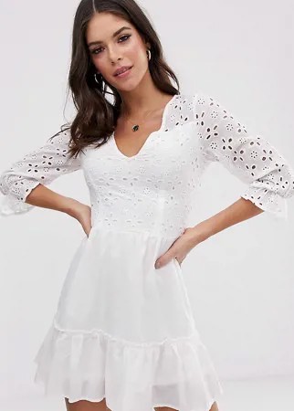 Белое платье с запахом и вышивкой ришелье Parisian Tall-Белый