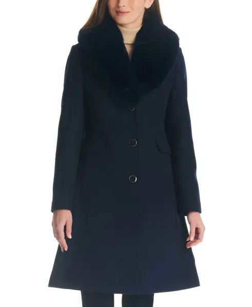 Женское длинное пальто с воротником из искусственного меха kate spade new york
