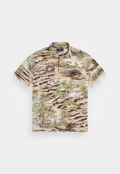Рубашка поло CUSTOM SLIM FIT PRINTED MESH POLO SHIRT Ralph Lauren, светло-коричневый