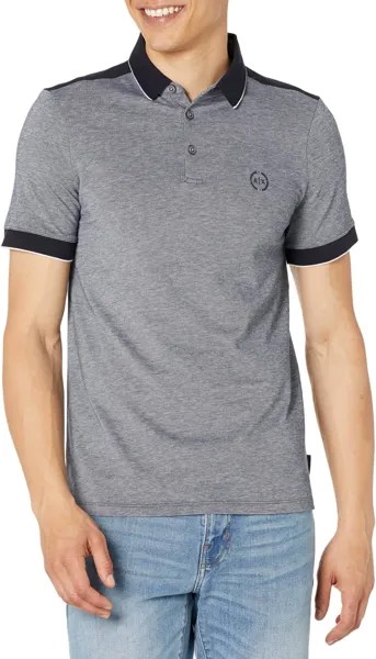 Рубашка-поло Two-Toned Button-Down Polo Armani Exchange, темно-синий