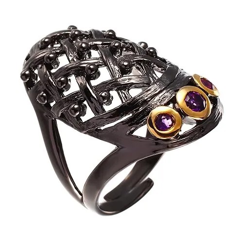 Кольцо ELEMENT47 серебро, 925 проба, аметист, размер 17