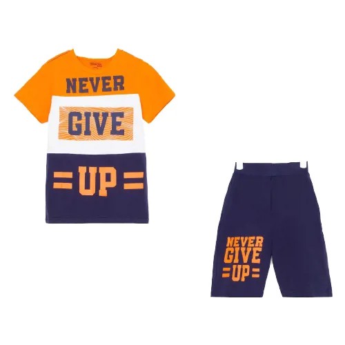 Комплект для мальчика (футболка/шорты) А.BK1481FSH, цвет оранжевый, рост 110