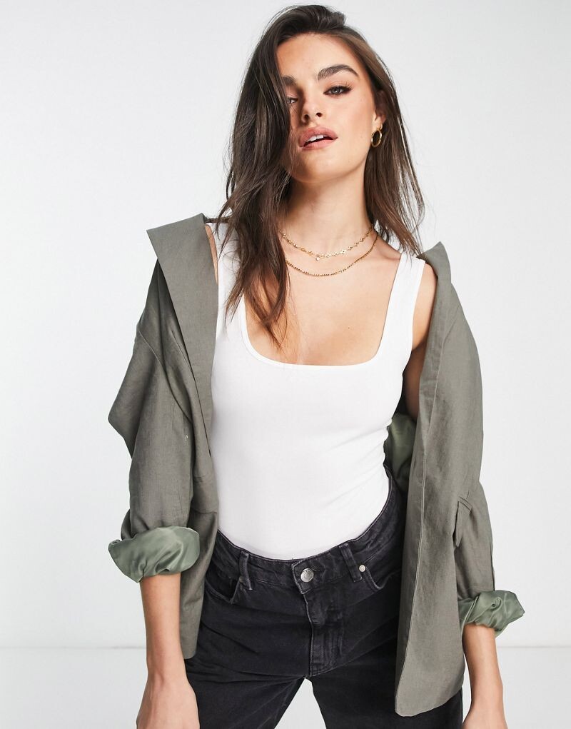 Белый хлопковый боди с круглым вырезом ASOS DESIGN