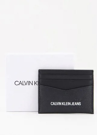 Черный кожаный кошелек для пластиковых карт с логотипом Calvin Klein Jeans-Черный цвет