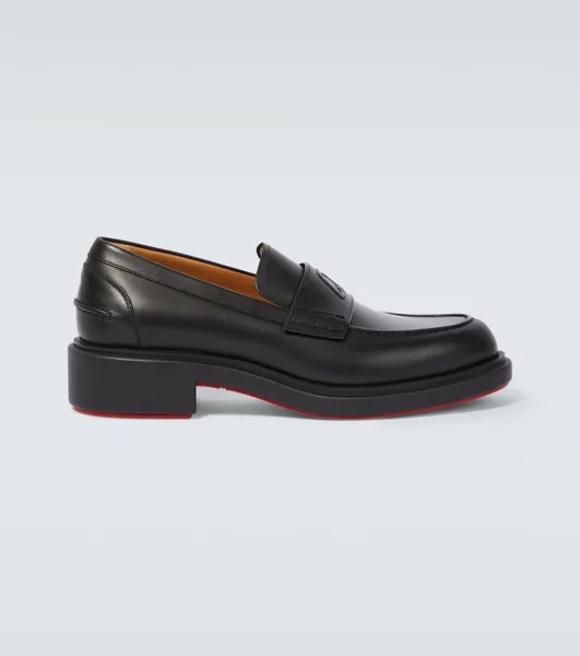 Кожаные лоферы с монограммой Christian Louboutin, черный