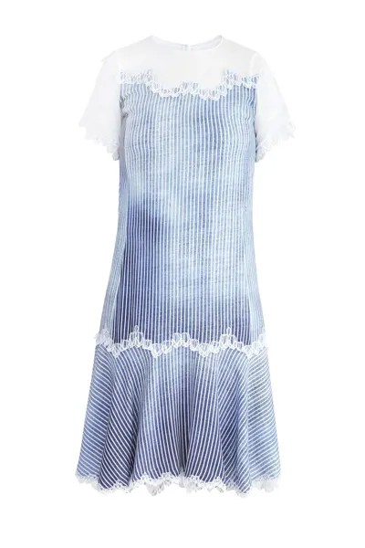 Платье из ткани марокен с отрезным подолом и кружевной отделкой
