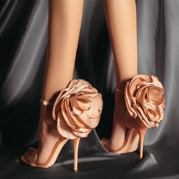 Женские атласные туфли на высоком каблуке-шпильке, с открытым носком
