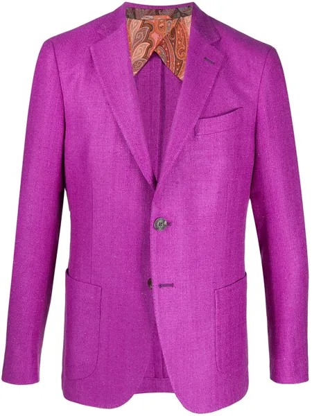 ETRO однобортный пиджак с принтом пейсли на подкладке